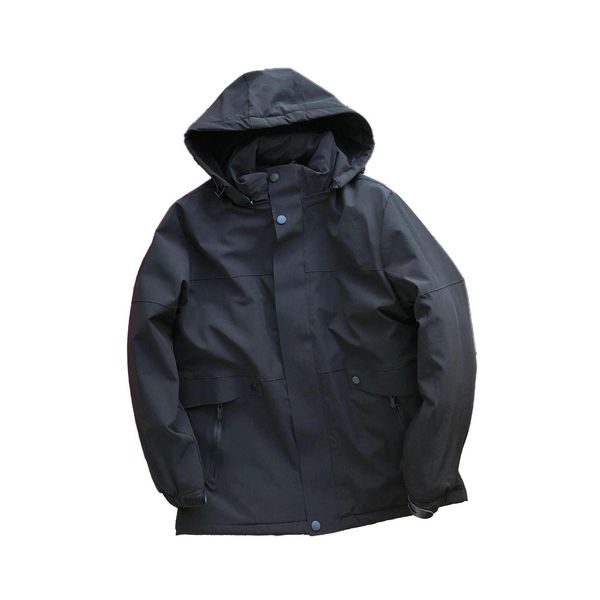 

mens down coat active outdoor thick jackets fashion colorblock mens windproof jacket hoody letter facemorth parkas 2020 winter, Black