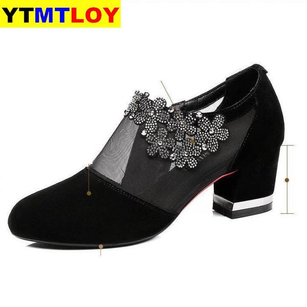 

women crystal lace zip mesh pumps woman high heels summer female shoes classics solid platform sandals ladies party shoes, Black