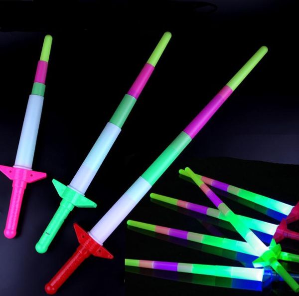 Hohe Qualität Neue Regenbogen Laser Schwert Ausziehbare Leuchten Spielzeug Blinkende Zauberstäbe Led Sticks Party SN43