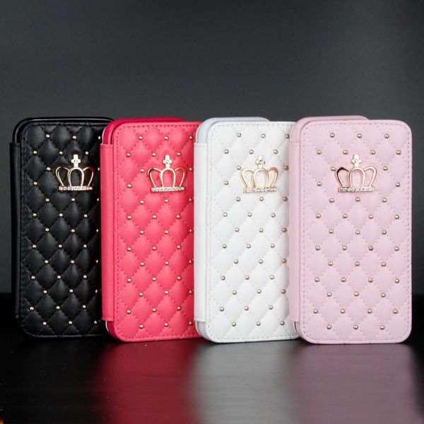 

For iphone x xr x max 6 6 7 8 plu glitter crown ca e diamond wallet leather ca e flip tand cover mobile phone bag for am ung galaxy 10