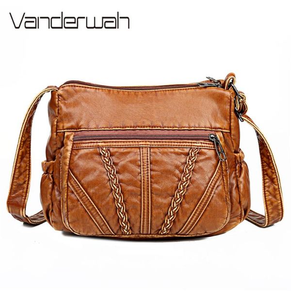 

vintage women messenger bag shoulder crossbody bags for women casual zipper leather handbag shopping tote bag sac