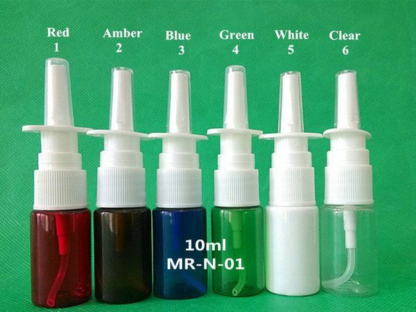 100 + 2Selecção colorido pequena 10ml vazio plástica cosmética Perfume névoa oral Spray Nasal Garrafa com 18/410 Bomba do pulverizador nasal