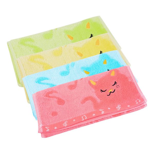 

cartoon children towel jacquard embroidery cat small fiber soft towels home bath mini square face hand kids towels 25*50cm