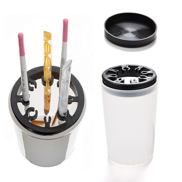 

1pc uv acrylic gel pen cleanser cup nail art makeup brush cleaning soaker bottle polish remover container cup empty holder, Silver