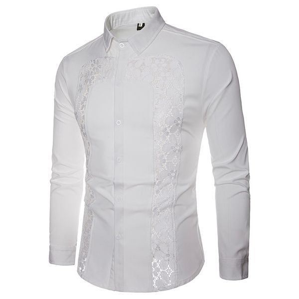 

new autumn fashion brand men clothes slim fit men lace slim fit cotton long sleeve casual shirts camisa masculina s-xxl, White;black