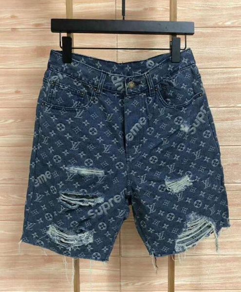 

19 hort men women denim hort hole logo high end hardware luxury pant fa hion denim hort