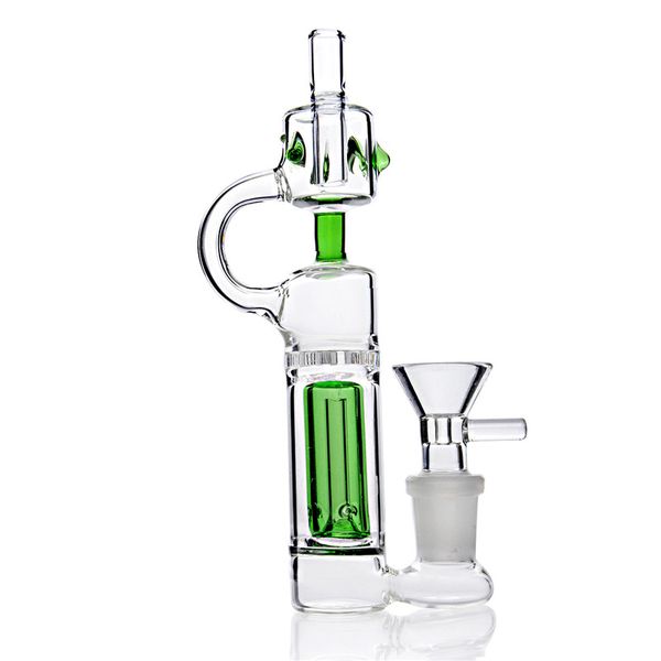 Bongos de água de vidro pequenos verdes Dab Rigs Percolater Hookah Rig com 14mm Joint Glass Bong Water Pipe Catchers