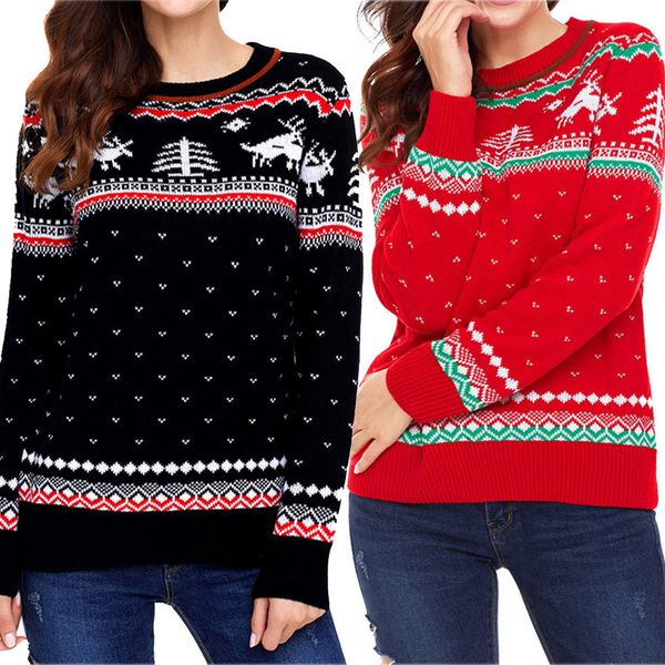

women christmas long sleeve o-neck print long sleeve sweatshirt blouse haut femmes mode women clothing feminina winter hoodie, Black
