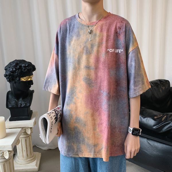 

t-shirt oversize short-sleeved t-shirt men summer couple), half sleeve korean version of the loose half-sleeve one piece tshirt, White;black