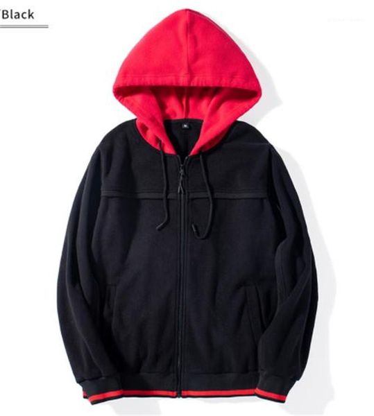 

mens casual zipper sweatshirt cardigan designer mens hoodies fashion loose thick black patchwork color male coat