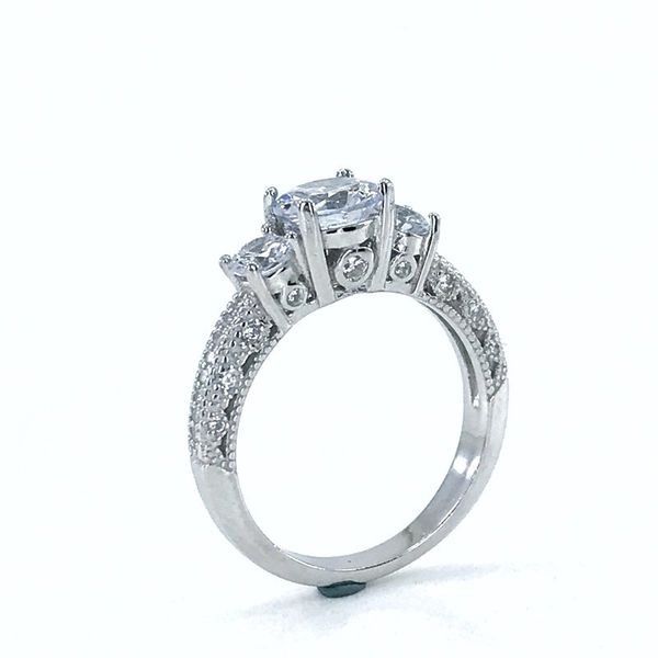 

diamond model tria three stone silver ring, Golden;silver
