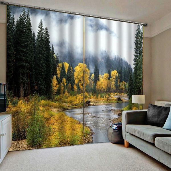 

nature scenery 3d curtains customized 3d curtains simple and fresh modern thickening blackout curtains