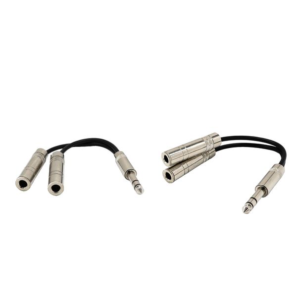 

2x 6.35mm male to 2x 1/4 \"female audio y splitter stereo speaker cable durable