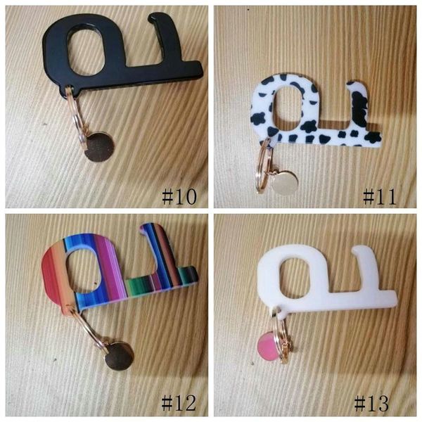 

13style portable keychain no-touch elevator button tools contactless edc door opener key tool sunflower leopard keychain party favor gga3445