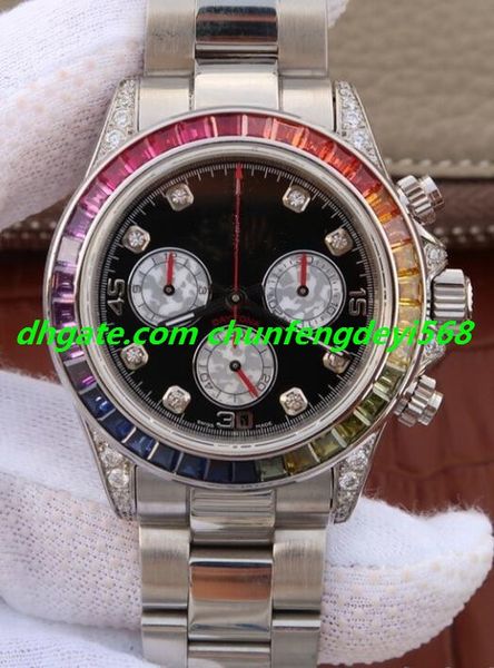 

luxury watch 2 style mens diamond dial for 116598 116599 rbow black/gold diamond hour markers 40mm automatic fashion men's watches, Slivery;brown