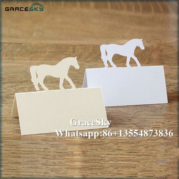 

50*laser cut horse design paper place name seat wedding table card for anniversary party invitation table decor
