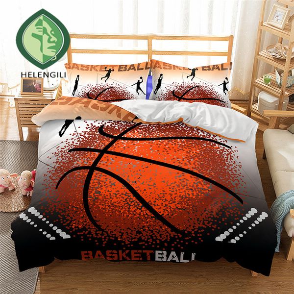 

helengili 3d bedding set basketball print duvet cover set lifelike bedclothes with pillowcase bed home textiles #2-02