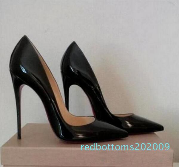 

so kate styles 12cm high heels shoes red bottom nude color genuine leather point toe women pumps rubber wedding shoes rr09, Black