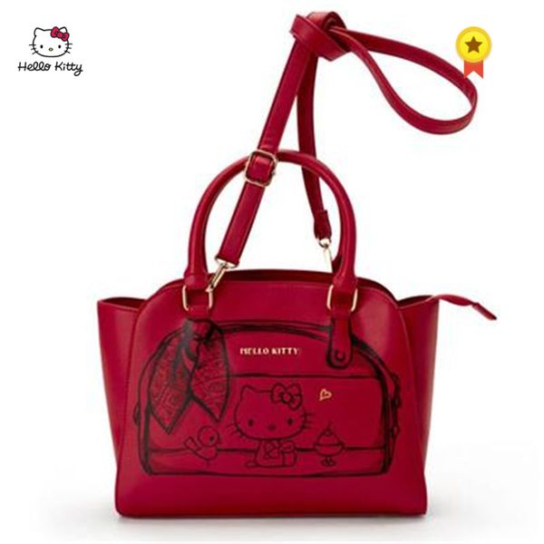 

hello kitty new women's cartoon printing shoulder bag messenger bag hand fashion wild pu material portable handbag