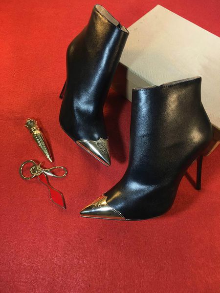 

Fa hion luxury red bottom high heel pike boot de igner boot black high heel ankle boot women nake kin winter hoe good quality c0