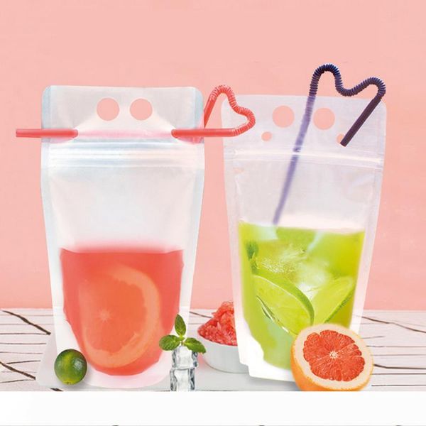 

очистить пейте мешочков сумки матовый zipper стоячие пластиковые питьевой мешок с соломой с держателем многократно закрывающаяся жаропрочная