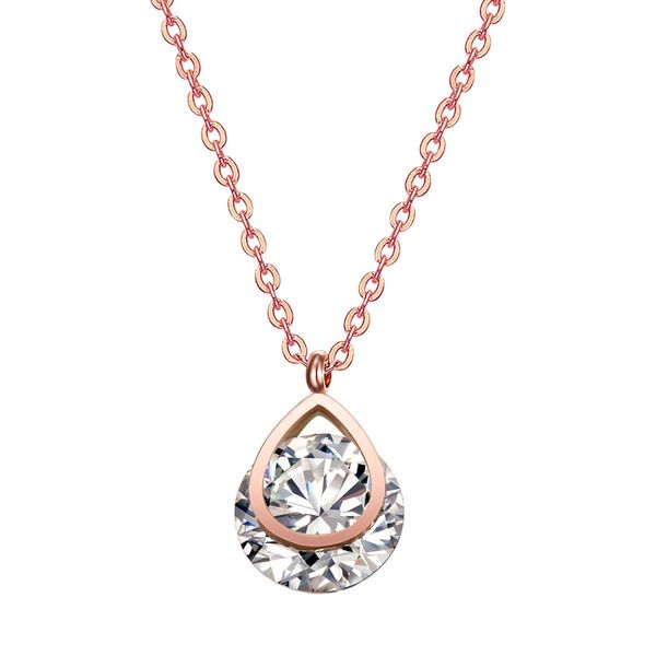 

jewelry drip necklace with crystal pendant with chain for gift rose gold color not fade, Black