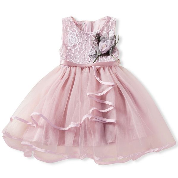 

new arrival summer uk toddler baby girls sleeveless clothes lace dress little girls flower party formal dresses multicolour, Red;yellow