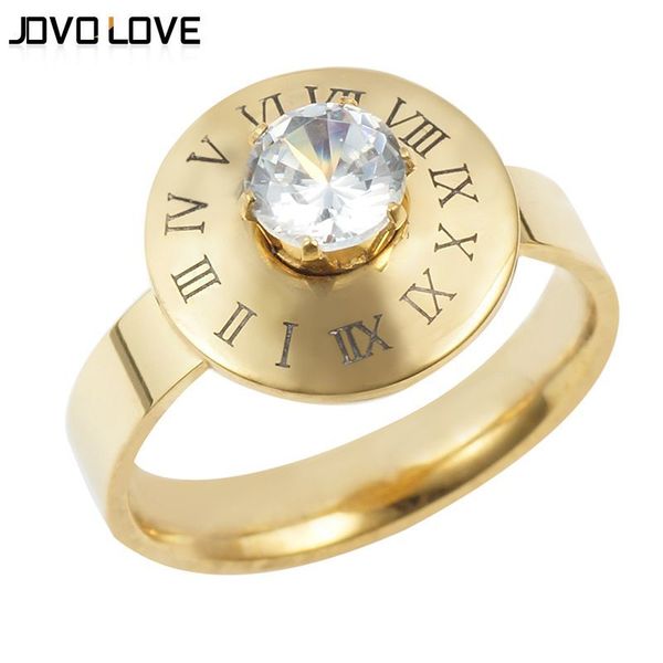 

crystal fashion roman number rings stainless steel rings for women silver gold color engagement jewelry bague femme