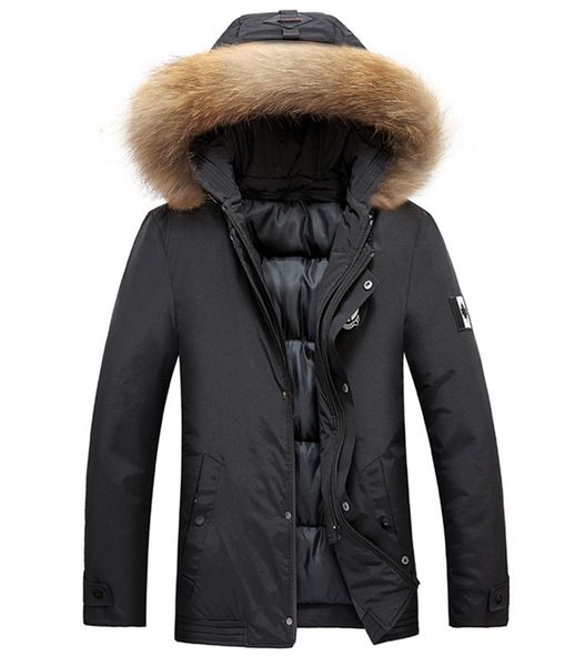 

maple leaf mens winter coats solid color long sleeve thick mens jackets casual hooded male outerwears, Black