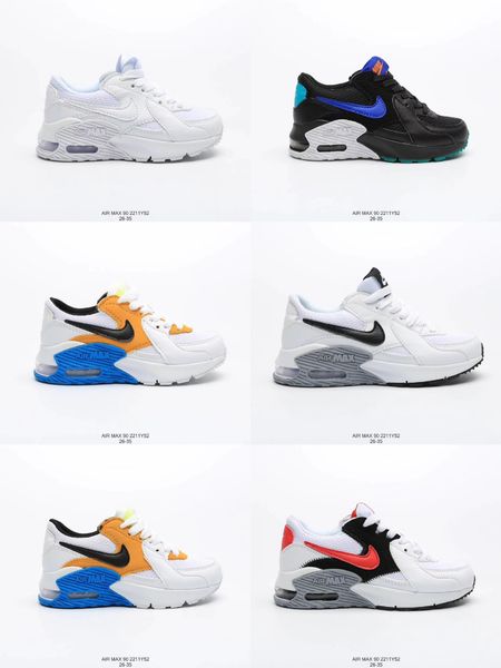 

2020 kids sneakers shoes classic 90 kids running shoes sports trainer air cushion max 90 surface breathable sports shoes, Black