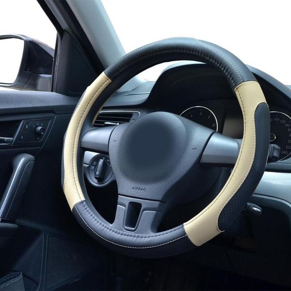 

38cm universal auto car leather steering wheel cover interior accessories car covers skidproof holder protector