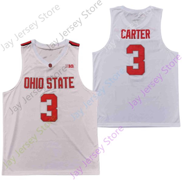 

2020 new ncaa ohio state buckeyes jerseys 3 carter college basketball jersey white size youth all stitched, Black;red