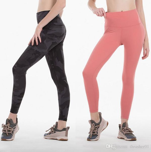 

lu solid color women designer leggings high waist sport gym pants elastic fitness clothing lady tights workout yoga pants, Black;white