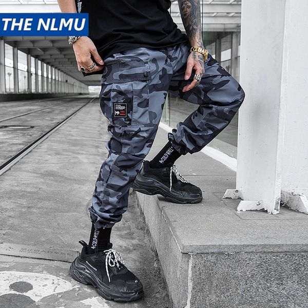 

hip hip streetwear men's camouflage cargo joggers pants 2019 spring men style harem trousers casual pants thin wj220, Black