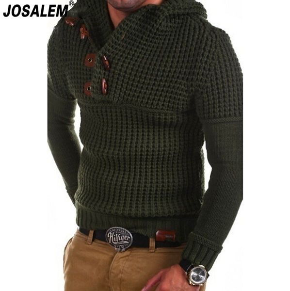 

josalem 2018 autumn winter fashion sweater men cloth button men's knitted pullovers casual man knitwear slim fit pull homme, White;black