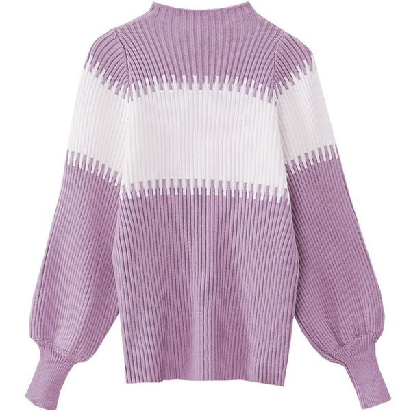 

autumn women sweater pullover new fashion stitching sweater lantern sleeve elastic knit bottoming shirt casual female aa918, White;black