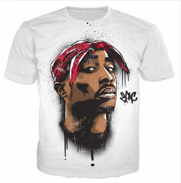 

new fashion women men 2pac tupac funny 3d printing t-shirts casual t shirt hip hop summer rw0220, White;black