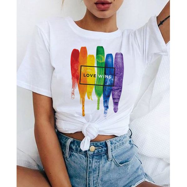 

female bisexual lesbian gay love is love tshirt women lesbian rainbow t-shirt tshirt tee femme, White