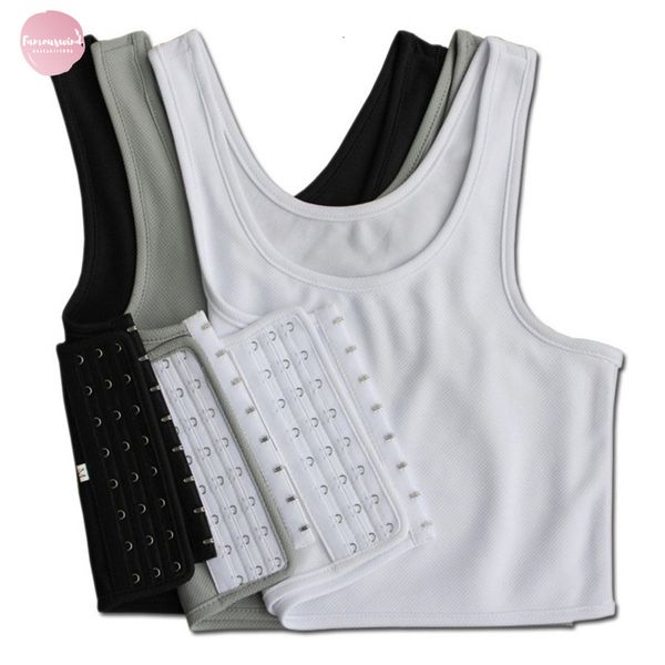 

lesbian les casual breathable buckle short chest 4xl floral binder trans vest plus size s breast 5xl, Black;white