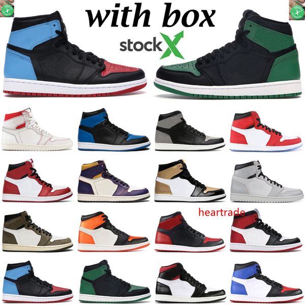 

2020 fearless stock x jumpman 1s men basketball shoes 1 shattered backboard 3.0 obsidian unc pine green mens womens trainer sports sneakers