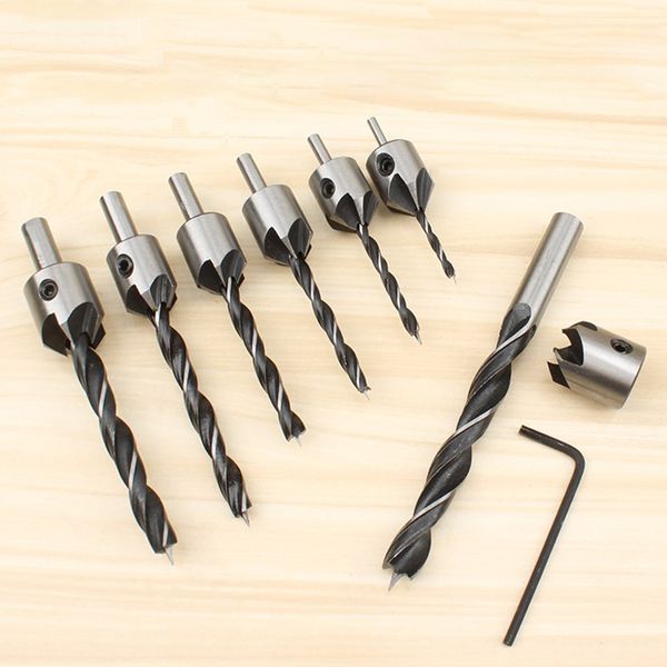

7pcs 3-10mm driver screw woodworking tap countersink reamer drill bit wood set