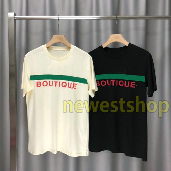 

2020 new summer luxury europe mens stripe print t shirt fashion letter print t shirts men women short sleeve cotton designer tshirts, White;black