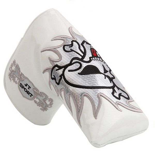 

high-end embroidery beautiful skull pu putter set black