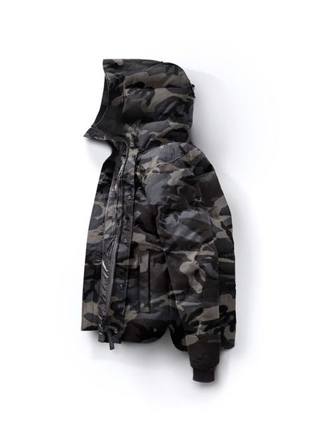 

canada winter men's down hooded goose down jacket camouflage pattern mens zippers warm down jacket outdoor men coats high quality, Black