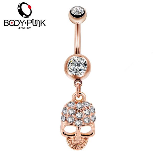 

body punk 1pc 14g rose gold belly button rings surgical steel bar navel piercings pieciclear cz body jewelry for women, Slivery;golden