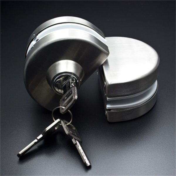 

new arrival glass door lock stainless steel without hole bidirectional unlock key knob frameless glass door simple durable 28jl
