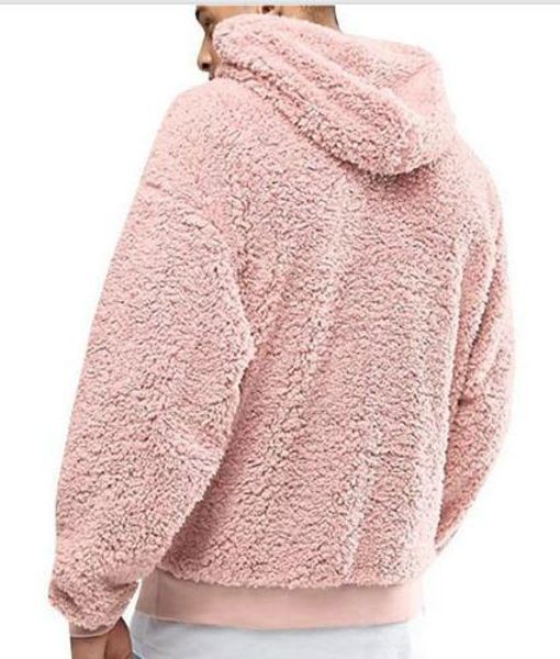 

мужчины плюшевый флис зима толстовки моды сплошной цвет толстовки с длинным рукавом повседневная толстый с капюшоном мужская одежда, Black