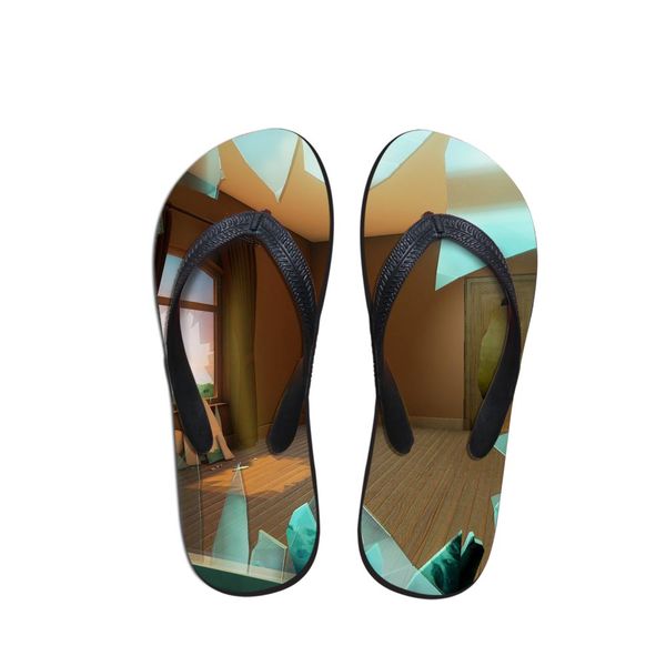

2019 new spring fashion summer beach flip flops women slippers sandals lady flats shoes print rene magritte artist master pieces, Black