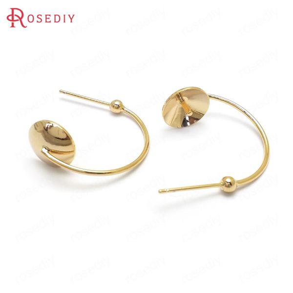 

c798) 6 шт 25x23mm tray 10мм 24k золото цвет brass + половина отверстия штыри шариков серег петля серьги стержня ювелирных изделий, Blue;slivery