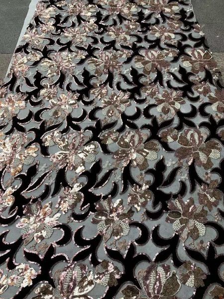 

latest african lace fabric 2020 sequin nigeria wedding wedding lace fabric sewing fj3589, Pink;blue